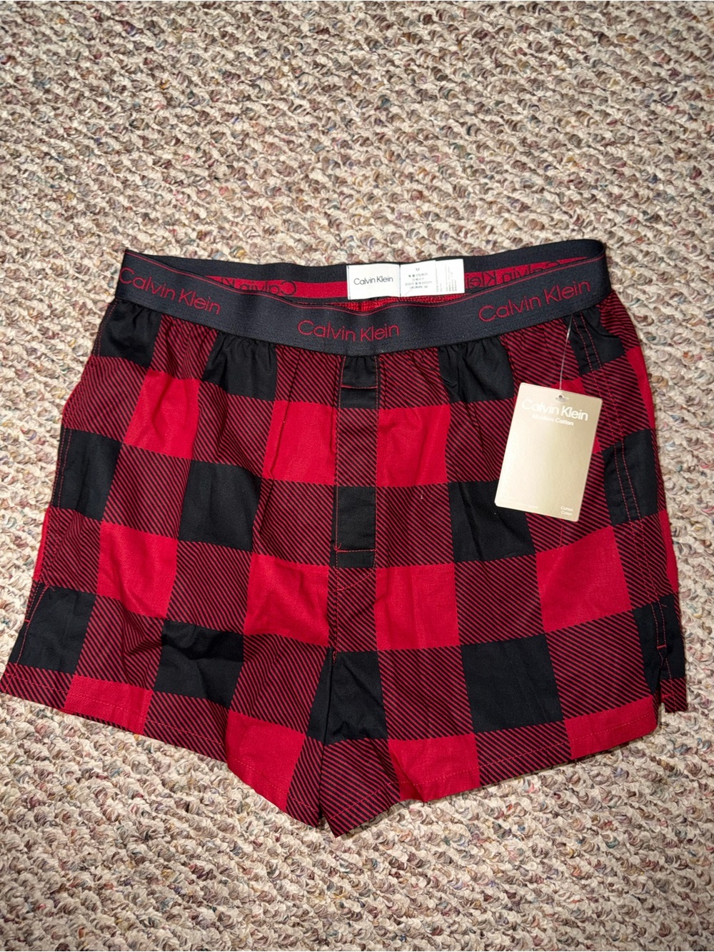 Calvin Klein Red & Black Buffalo Plaid Boxer Shorts